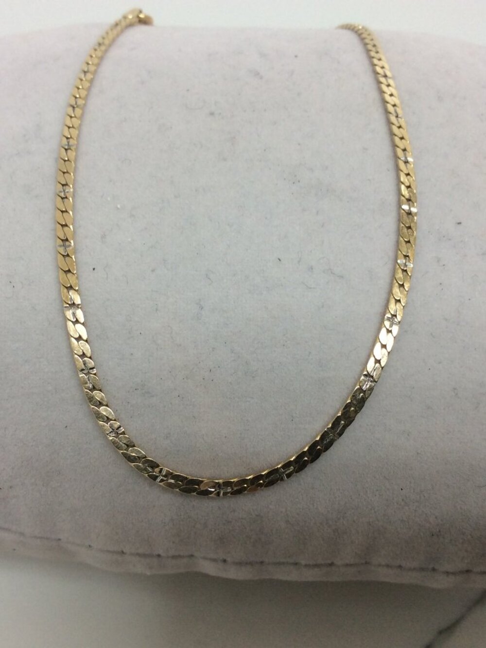 14k Yellow Real Solid Gold Two Tone Curb Cuban link  Bracelet 7 1/4''  2.30gr